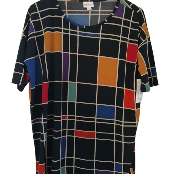 LuLaRoe Orange Blue Boxy Short Sleeve T-Shirt XXS Colorful - Picture 8 of 8